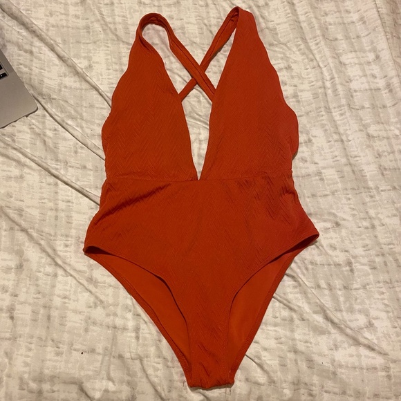 Burnt Orange one piece swimsuit medium - Picture 1 of 8